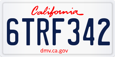 CA license plate 6TRF342