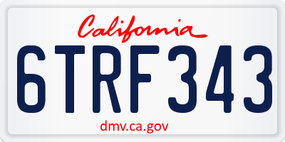 CA license plate 6TRF343