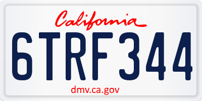 CA license plate 6TRF344