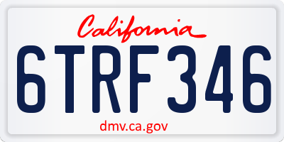 CA license plate 6TRF346