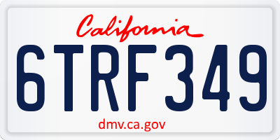 CA license plate 6TRF349