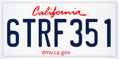 CA license plate 6TRF351