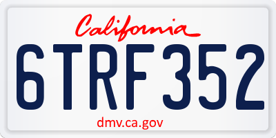 CA license plate 6TRF352