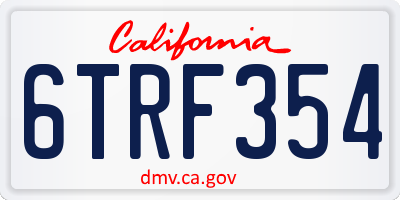 CA license plate 6TRF354