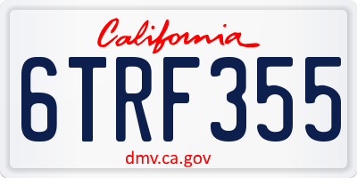 CA license plate 6TRF355