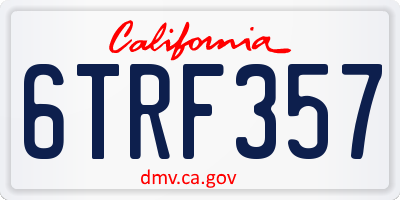 CA license plate 6TRF357