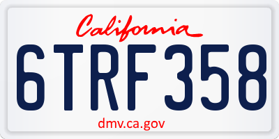 CA license plate 6TRF358