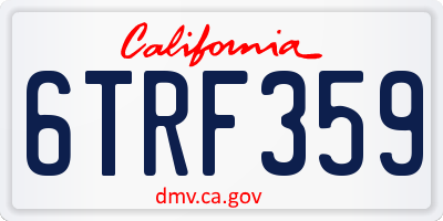 CA license plate 6TRF359