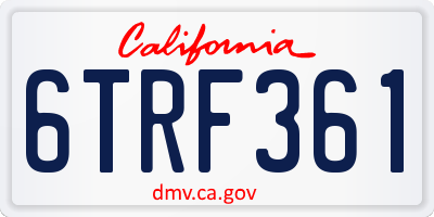 CA license plate 6TRF361