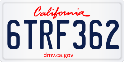 CA license plate 6TRF362