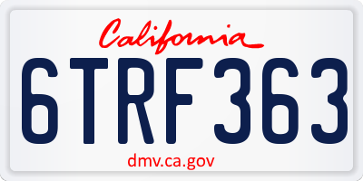 CA license plate 6TRF363