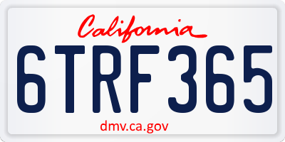 CA license plate 6TRF365