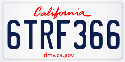 CA license plate 6TRF366