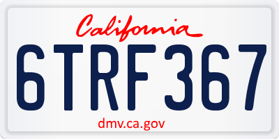 CA license plate 6TRF367