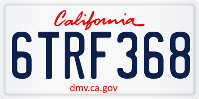 CA license plate 6TRF368