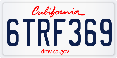 CA license plate 6TRF369