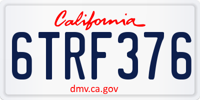 CA license plate 6TRF376