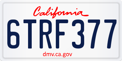 CA license plate 6TRF377