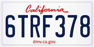 CA license plate 6TRF378