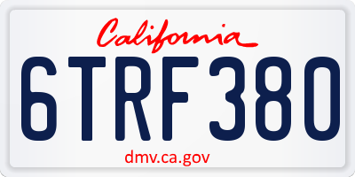 CA license plate 6TRF380