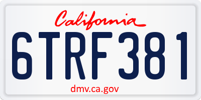 CA license plate 6TRF381