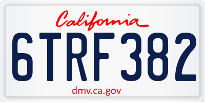 CA license plate 6TRF382