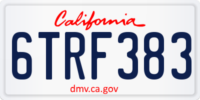 CA license plate 6TRF383