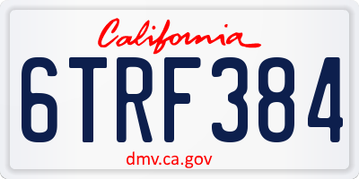 CA license plate 6TRF384