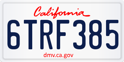 CA license plate 6TRF385