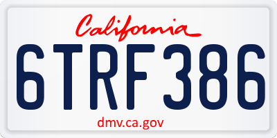 CA license plate 6TRF386