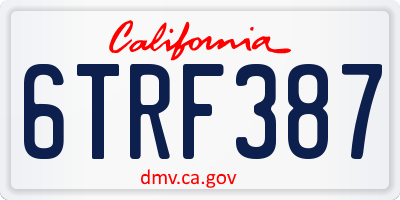 CA license plate 6TRF387