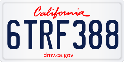 CA license plate 6TRF388