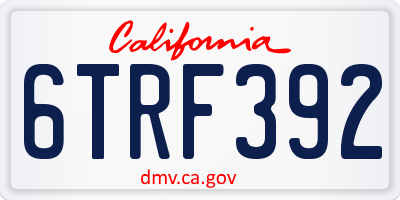CA license plate 6TRF392