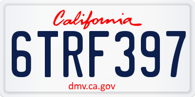CA license plate 6TRF397