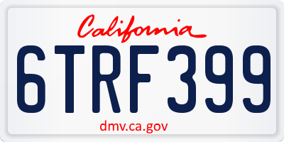 CA license plate 6TRF399