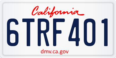 CA license plate 6TRF401