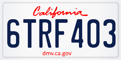 CA license plate 6TRF403
