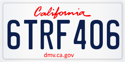 CA license plate 6TRF406