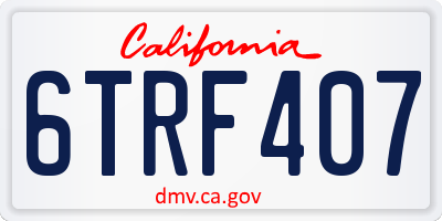 CA license plate 6TRF407