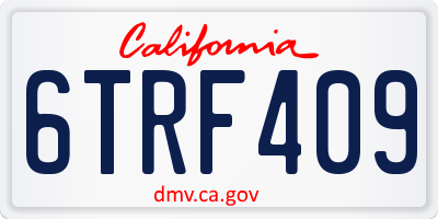 CA license plate 6TRF409