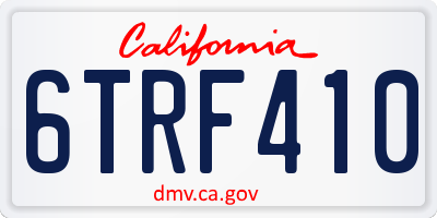 CA license plate 6TRF410