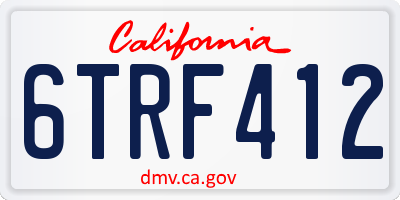 CA license plate 6TRF412