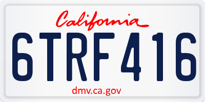 CA license plate 6TRF416