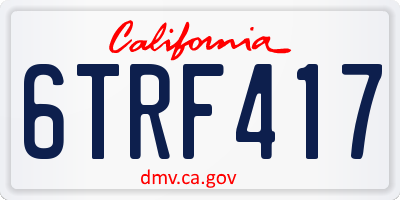 CA license plate 6TRF417