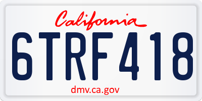 CA license plate 6TRF418