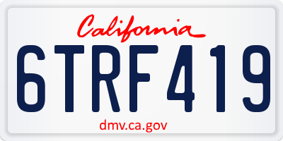 CA license plate 6TRF419