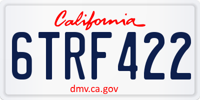 CA license plate 6TRF422