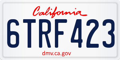 CA license plate 6TRF423