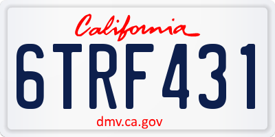 CA license plate 6TRF431