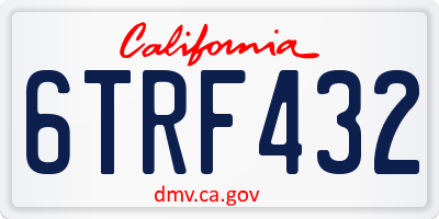 CA license plate 6TRF432